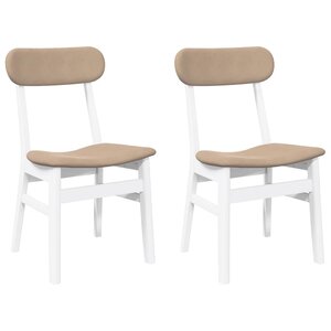 vidaXL Chaises à manger coussins 2 Pièces blanc bois massif caoutchouc