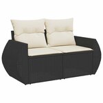 vidaXL Salon de jardin 7 Pièces avec coussins noir résine tressée