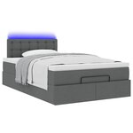 vidaXL Lit ottoman avec matelas et LED gris foncé 120x190 cm tissu