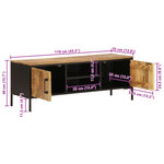 vidaXL Meuble TV 110x35x40 cm bois massif de manguier brut