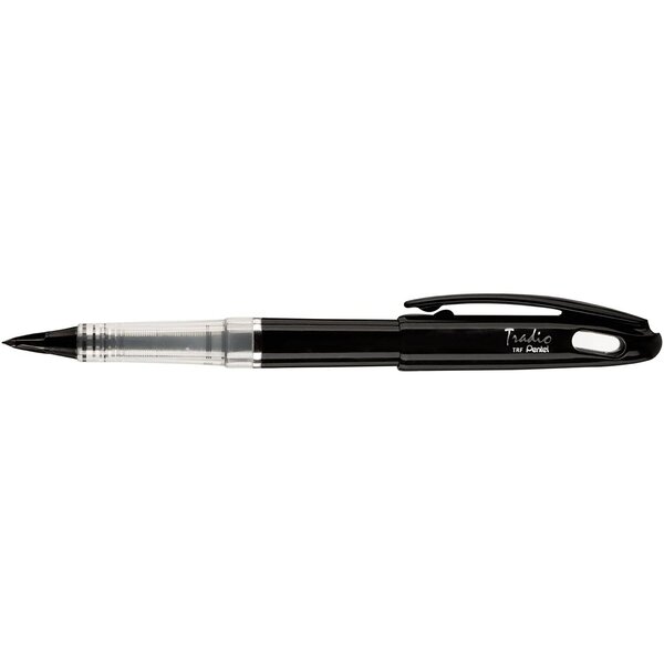 Feutre plume tradio trj94a black & white corps vernis noir encre noire pentel