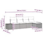 vidaXL Ensemble de canapé de jardin 5 Pièces Noir 55 x 62 x 69 cm