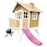 AXI Cabane enfant ROBIN Brun Blanc avec toboggan Violet