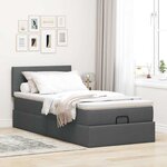 vidaXL Lit ottoman avec matelas et LED Gris foncé 80x200cm tissu