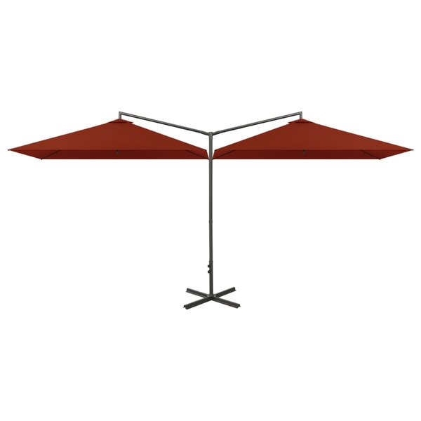 vidaXL Parasol de jardin double et mât en acier terre cuite 600x300 cm