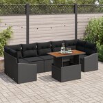 vidaXL Ensemble de canapé jardin 8 pièces avec coussins noir poly rotin