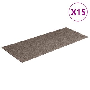 vidaXL Tapis d'escalier autocollants 15 pièces 60 x 25 cm Beige Rectangulaire