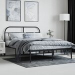 vidaXL Cadre de lit métal sans matelas avec tête de lit noir 140x190cm