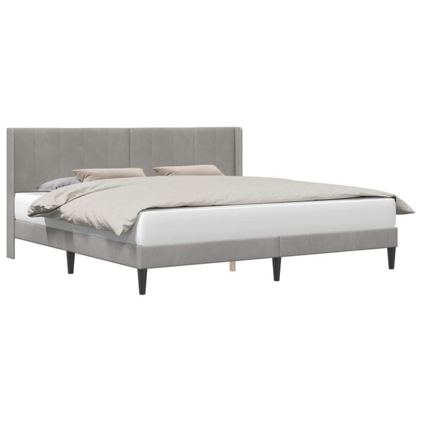 vidaXL Cadre de lit avec tête de lit Gris clair 200 x 200 cm Velours