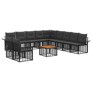 vidaXL Ensemble de canapés d'extérieur 12 Pièces Noir et Gris foncé