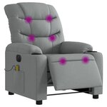 vidaXL Fauteuil de massage inclinable électrique gris clair tissu