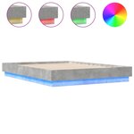 vidaXL Cadre de lit avec lumières LED gris béton 135x190 cm