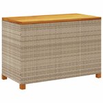 vidaXL Boîte de rangement de jardin beige résine tressée bois d'acacia