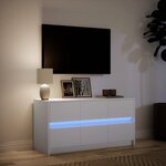 vidaXL Meuble TV avec LED blanc 100x34x50 cm bois d'ingénierie