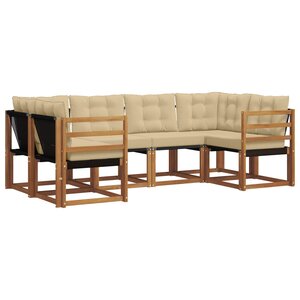 vidaXL Ensemble de canapés d'extérieur 6 pc Naturel et Beige