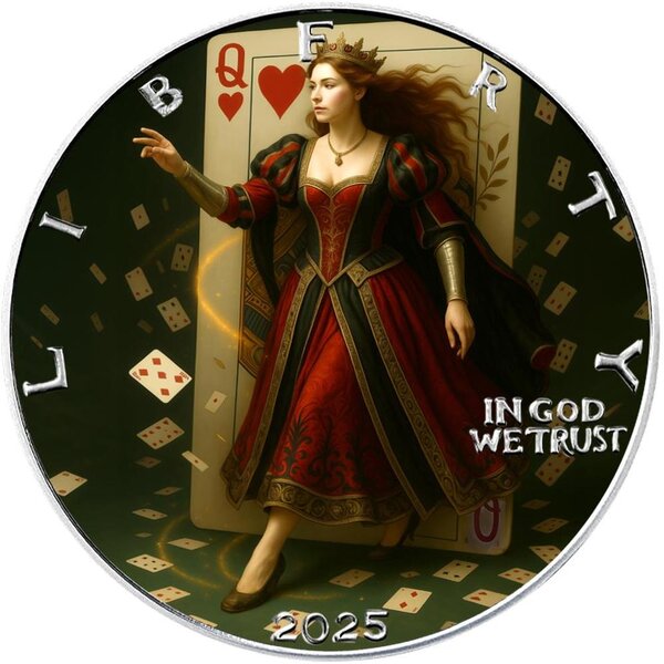 Pièce de monnaie en Argent 1 Dollar g 31.1 (1 oz) Millésime 2025 QUEEN OF HEARTS