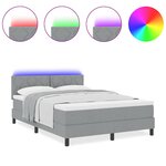 vidaXL Lit Box Spring avec matelas & LED Gris clair 140x200 cm Tissu