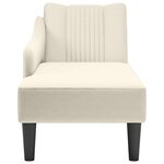 vidaXL Fauteuil long avec accoudoir droit crème velours