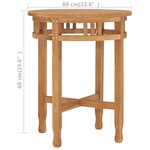 vidaXL Table de bistro Ø60x75 5 cm bois de teck solide
