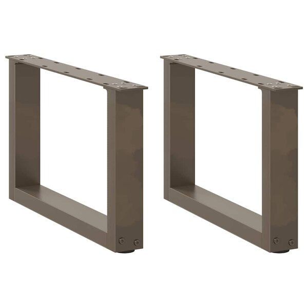 vidaXL Pieds de table basse en U  2 pièces  acier naturel  50 x (30-31) cm