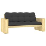 vidaXL Banc de jardin avec coussins anthracite 179 cm Pin imprégné