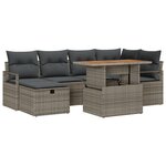 vidaXL Ensemble de canapé de jardin 7 pièces avec coussins gris en rotin synthétique