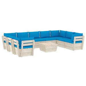 vidaXL Salon de jardin palette 10 Pièces avec coussins bois d'épicéa