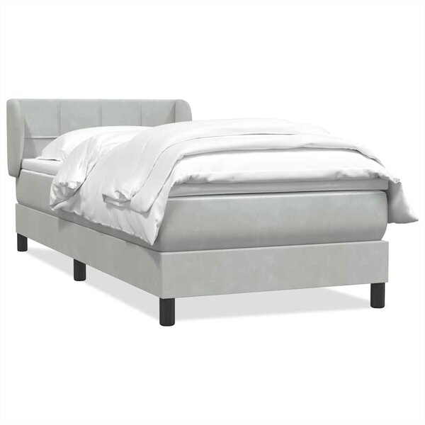 vidaXL Sommier à lattes de lit et matelas gris clair 80x210 cm velours