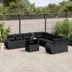 vidaXL Salon de jardin 11 Pièces avec coussins noir résine tressée