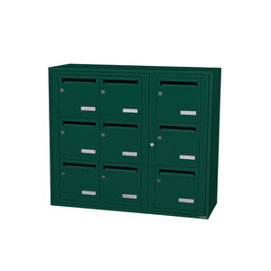 Bloc collectif Leabox  3x3  grade 3  simple face  intérieur  fixation murale  vert mousse ral 6005 finition brillante