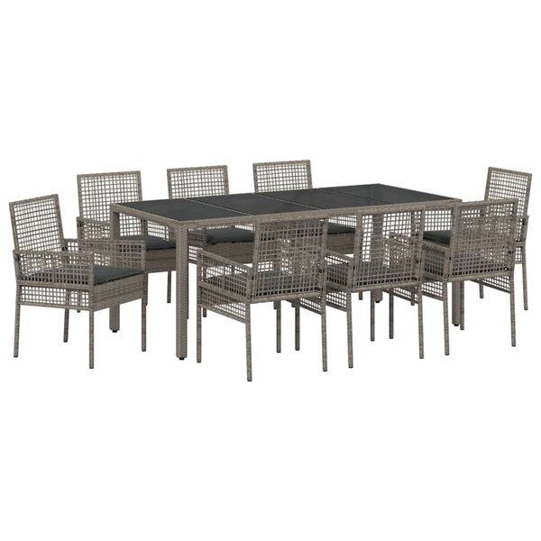 vidaXL Ensemble de salle à manger pour jardin 9 Pièces Gris polyrotin