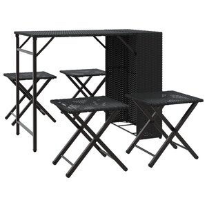 vidaXL Ensemble à manger de jardin 5 Pièces pliable noir résine tressée