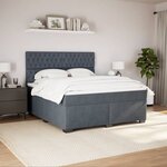 vidaXL Sommier à lattes de lit et matelas Gris foncé 180x200cm Velours