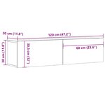 vidaXL Meuble TV mural vieux bois 120x30x30 cm bois d'ingénierie