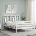 vidaXL Cadre de lit sans matelas blanc 140x190 cm bois massif