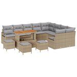vidaXL Ensemble de canapé de jardin 13 pièces avec coussins Beige Poly Rattan Acacia