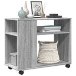 vidaXL Table d'appoint avec roues sonoma gris bois d'ingénierie