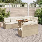 vidaXL Ensemble de canapé de jardin avec coussin 9 Pièces Beige et crème