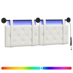 vidaXL Tête de lit suspendue Avec lumière LED Blanc Simili cuir