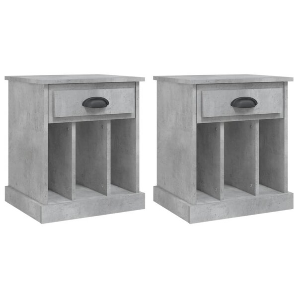 vidaXL Tables de chevet 2 Pièces gris béton 43x36x50 cm