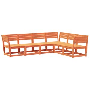 vidaXL Salon de jardin 6 Pièces cire marron bois de pin massif