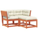 vidaXL Salon de jardin 3 Pièces avec coussins cire marron bois pin massif