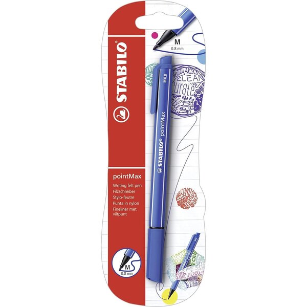 Blister de 1 stylo-feutre stabilo pointmax - bleu stabilo