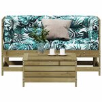 vidaXL Salon de jardin 3 Pièces avec coussins bois de pin imprégné