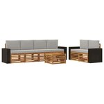 vidaXL Ensemble de canapés d'extérieur 7 pc Naturel et gris clair