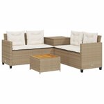 vidaXL Canapé de jardin avec table et coussins en forme de L beige
