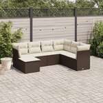vidaXL Salon de jardin avec coussins 7 Pièces marron résine tressée