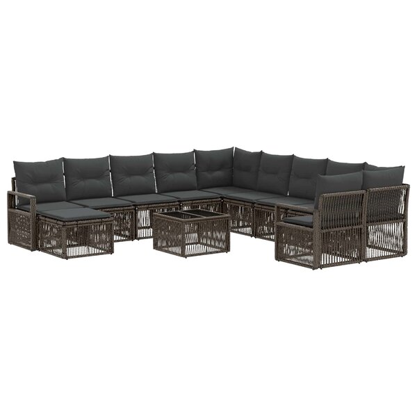 vidaXL Ensemble de canapé de jardin 12 Pièces Gris polyrotin