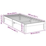 vidaXL Cadre de lit sans matelas blanc 90x200 cm bois de pin massif