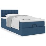 vidaXL Lit ottoman avec matelas bleu 100x200 cm tissu